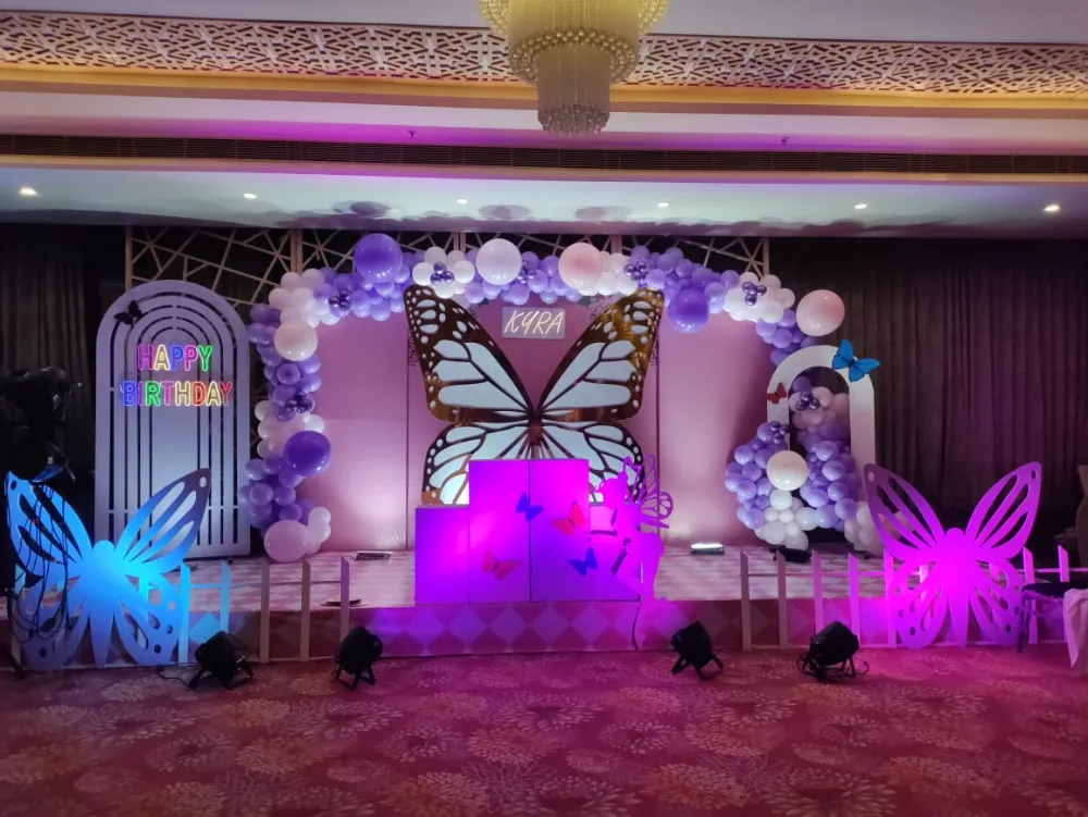 Butterfly theme first birthday decoration by Insight Eventz in Lucknow